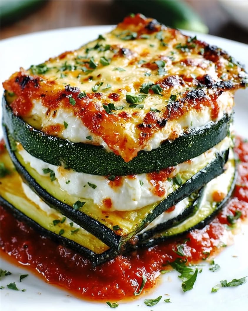 Layered Zucchini Ricotta Melts with Marinara: Easy Low-Carb Dinner