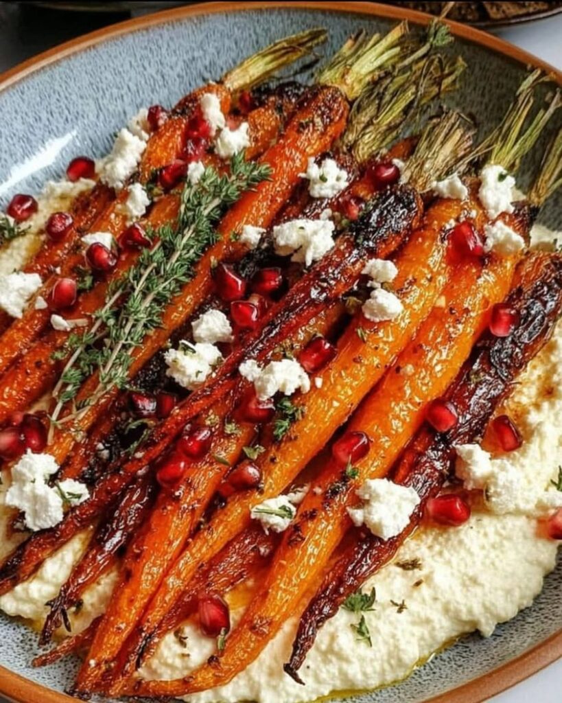 Maple Roasted Carrots with Whipped Feta Caramelized Maple Glazed Carrots with Creamy Whipped Feta Pomegranate