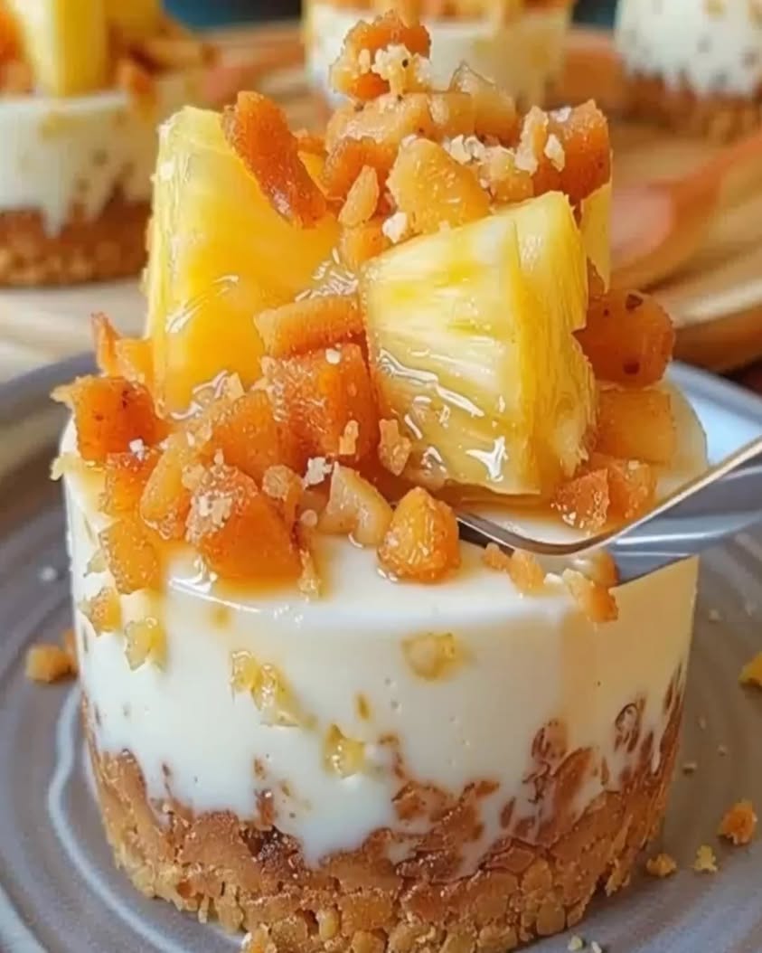Mini Pineapple Condensed Coconut Milk Cheesecakes 🍍🥥