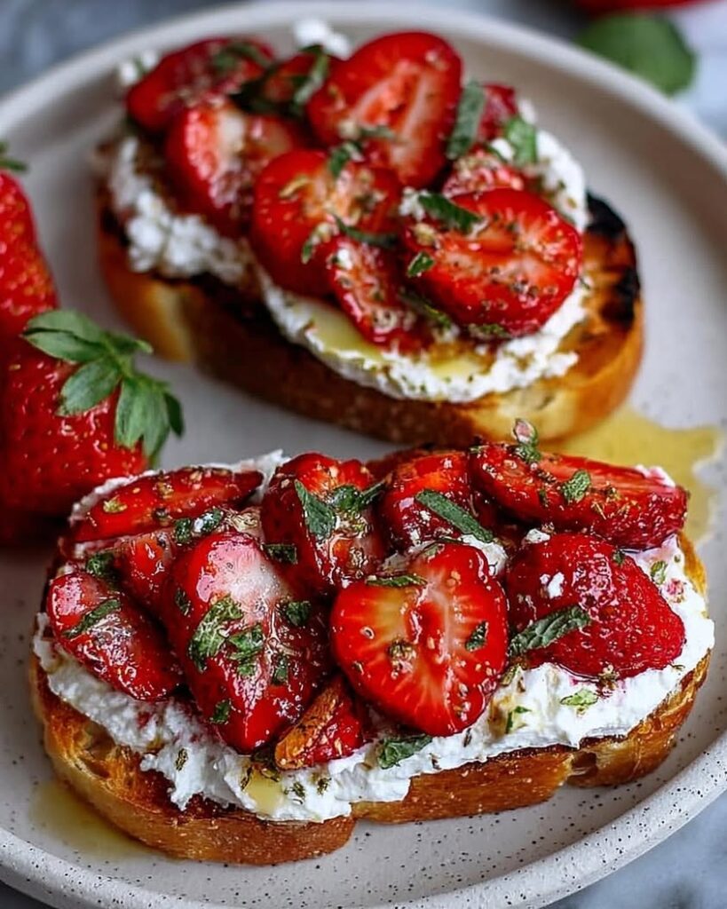Roasted Strawberry Whipped Ricotta Toast