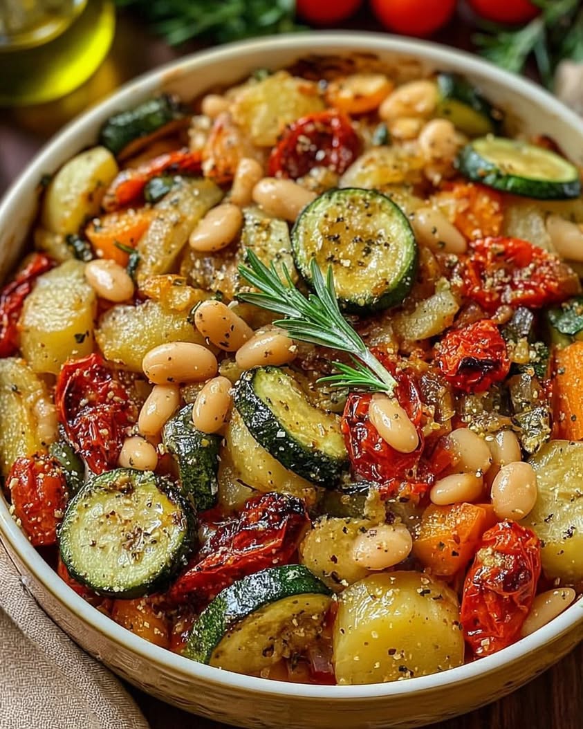 Rustic Roasted Vegetable Bake with Cannellini Beans