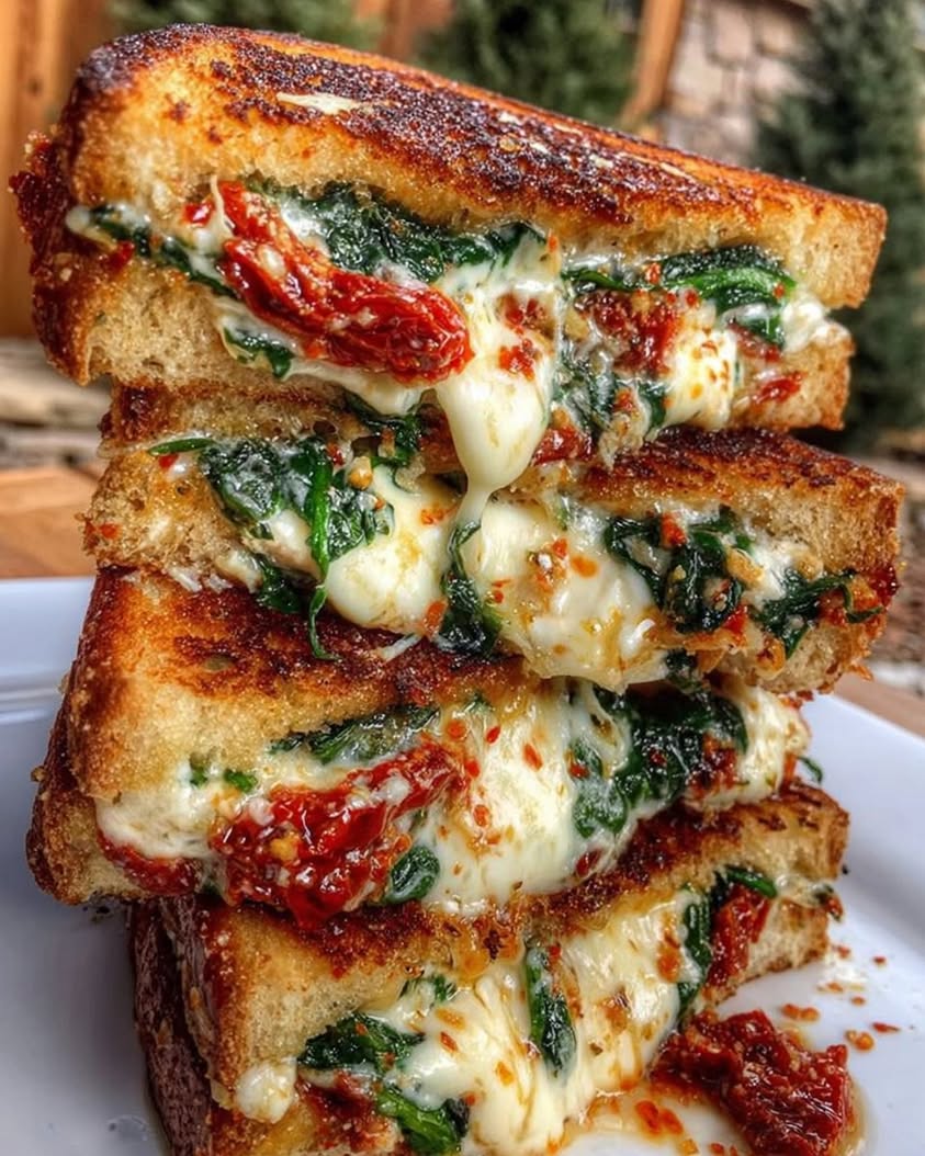 Sun Dried Tomato Spinach and Ricotta Grilled Cheese