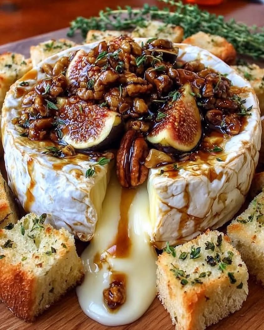 Warm Baked Brie with Figs and Pecans