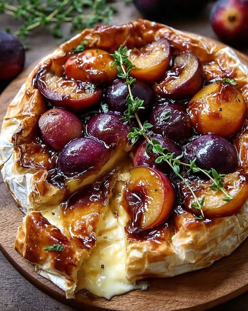 Baked Brie with Roasted Plums and Thyme