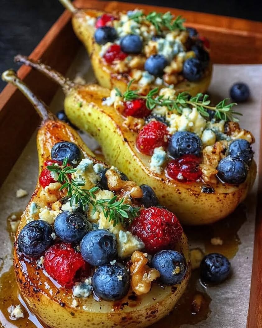 Baked Pears with Berries Honey Walnuts Blue Cheese 1