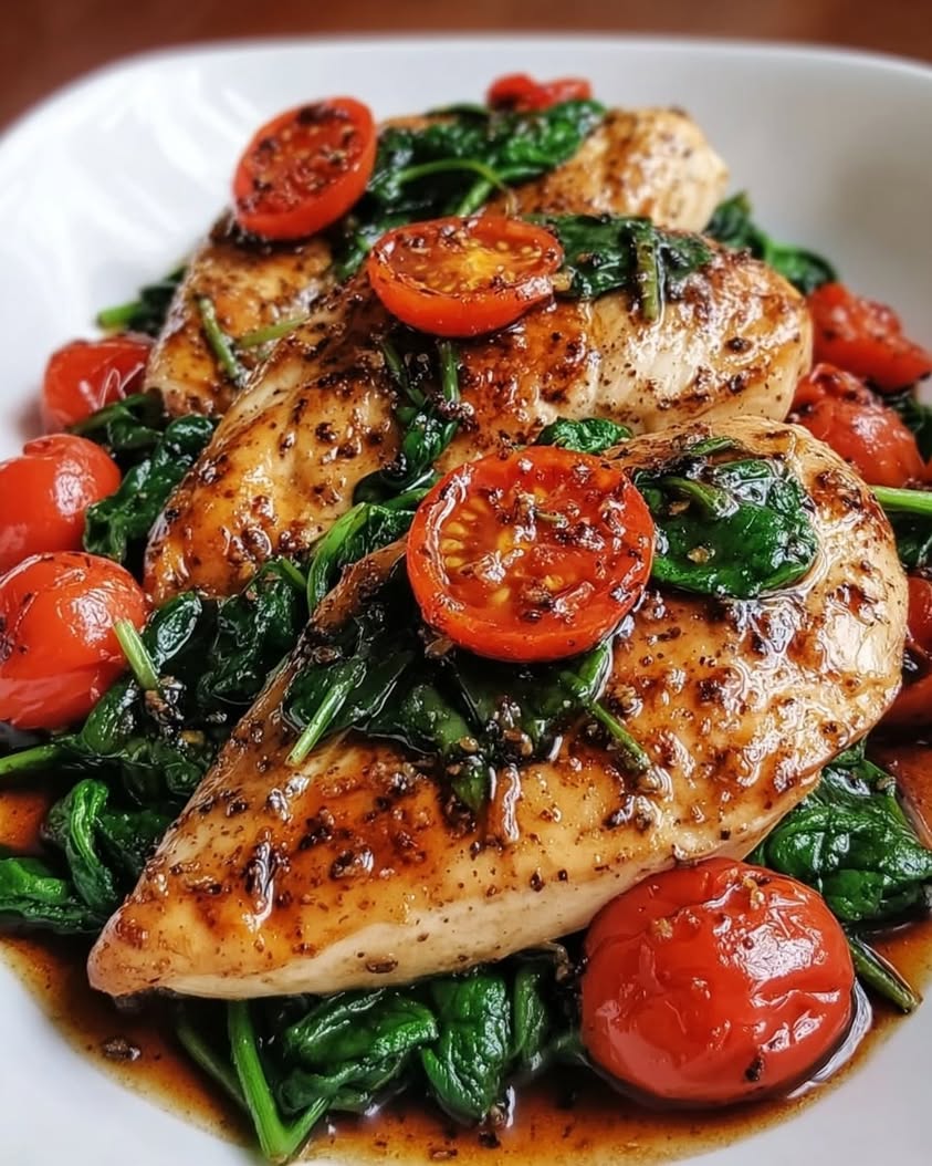 Balsamic Chicken Breast with Spinach and Tomatoes 1