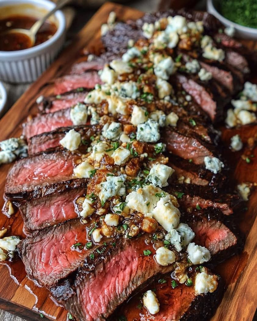 Balsamic Marinated Flank Steak with Blue Cheese Crust 1