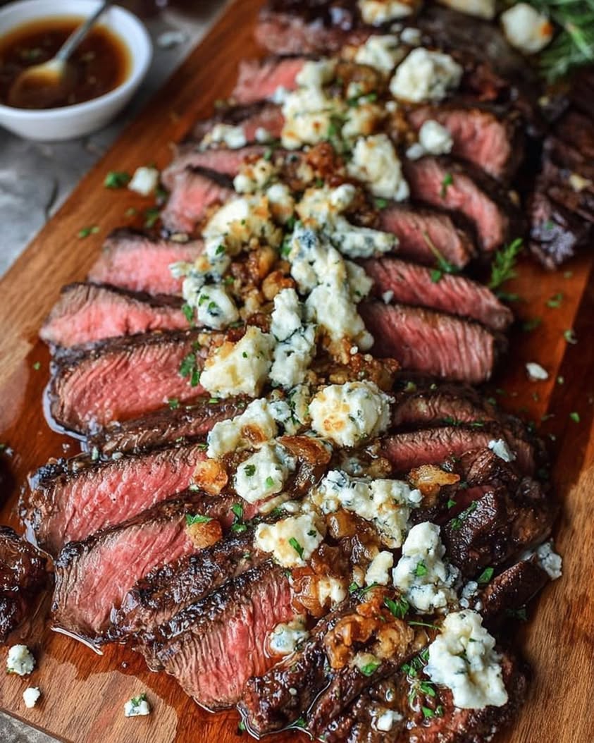 Balsamic Marinated Flank Steak with Blue Cheese Crust 2