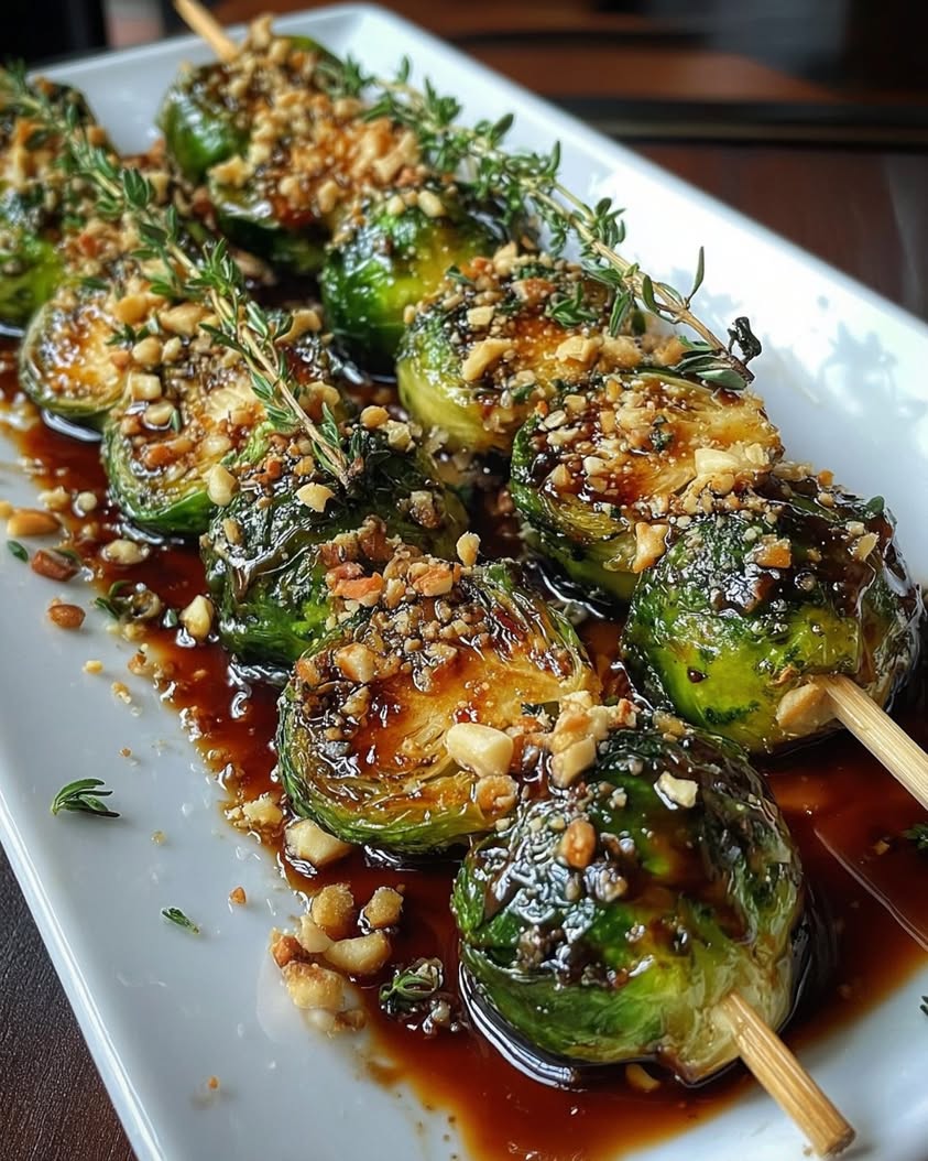 Caramelized Brussels Sprouts Skewers with Walnut Honey 1
