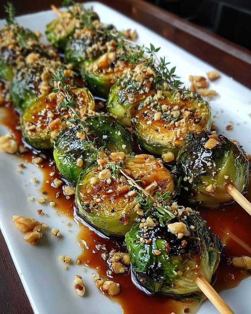 Caramelized Brussels Sprouts Skewers with Walnut Honey: A Flavor Holiday Appetizer