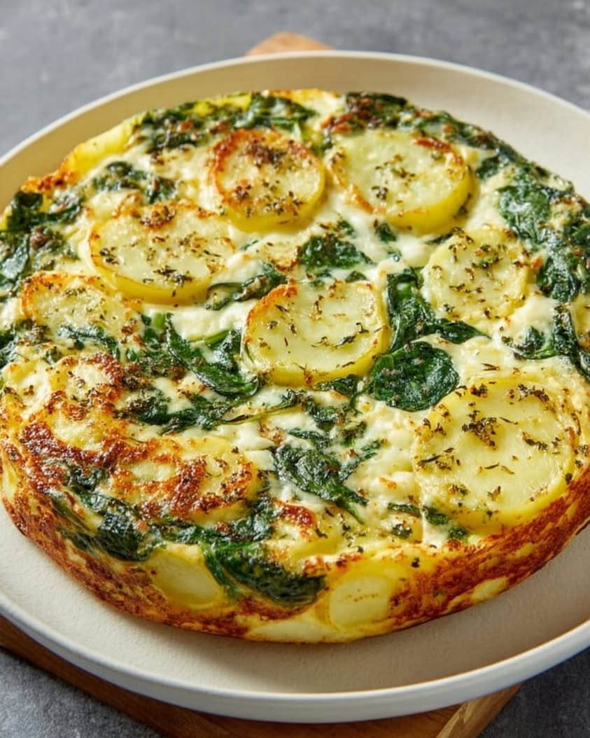 Cheesy Potato Spinach Quiche No Crust