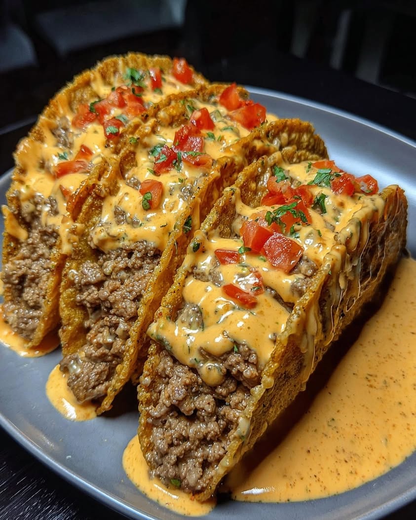 Cheesy Rotel Beef Tacos 1