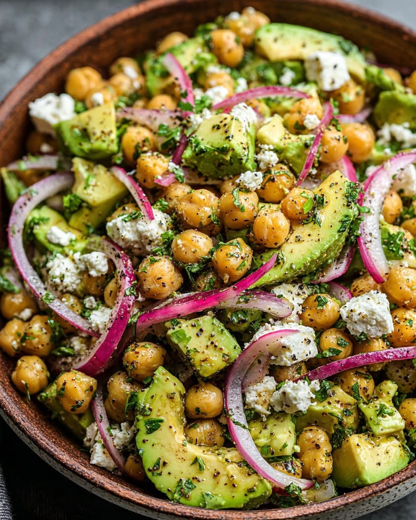 Chickpea Feta Avocado Salad