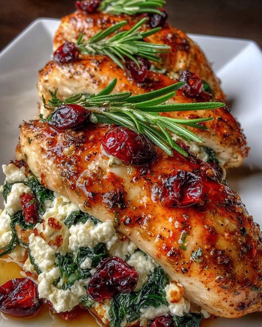 Cranberry Spinach Stuffed Chicken Breasts with Goat Cheese 1