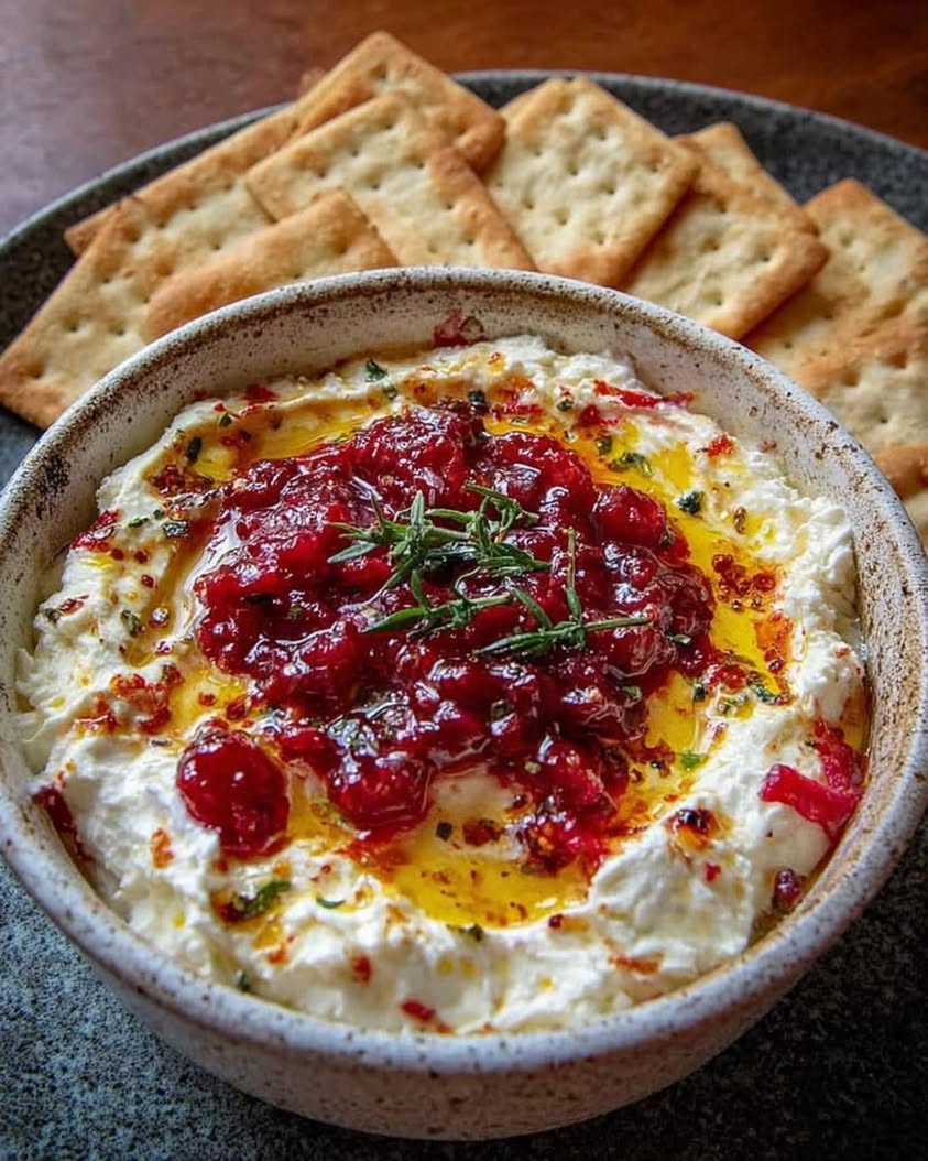 Cranberry Whipped Feta Dip with Hot Honey Drizzle: A Festive Appetizer
