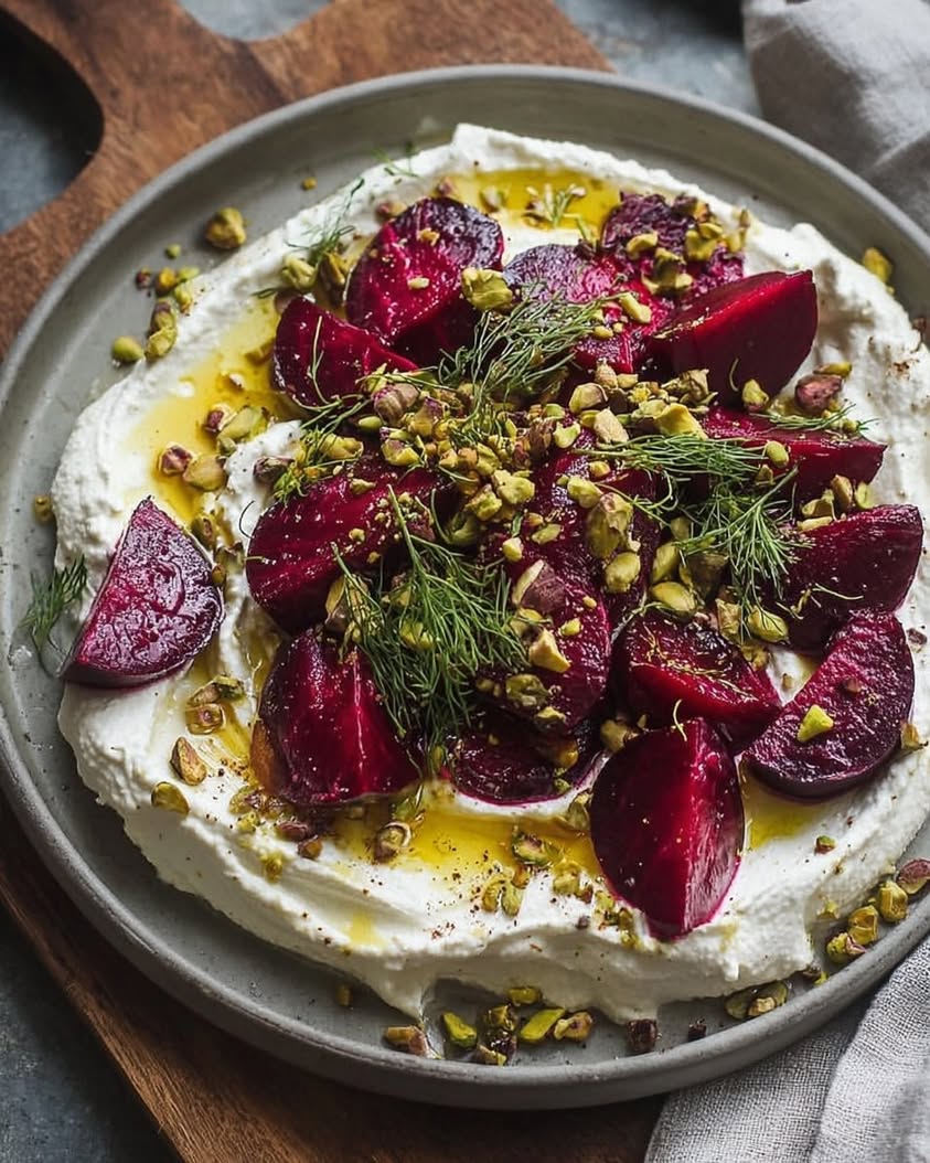Creamy Whipped Feta with Marinated Beets Pistachio Crunch 2