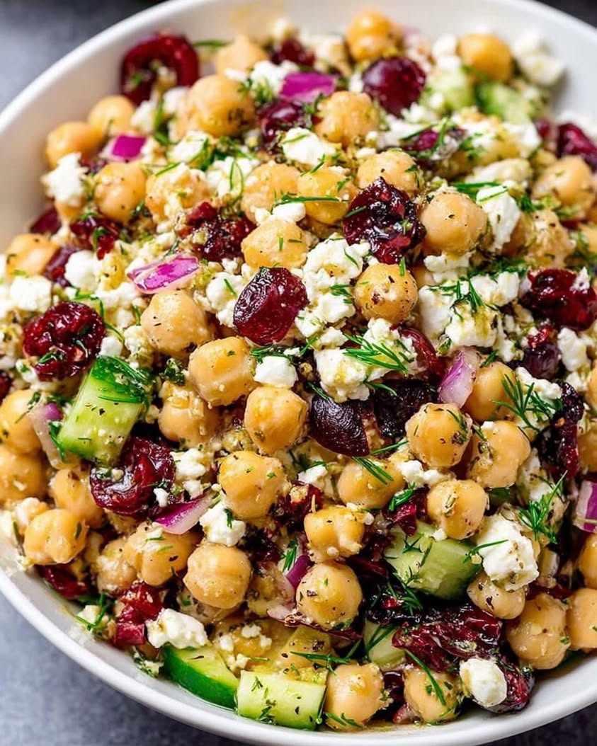 Feta and Cranberry Chickpea Salad with Lemon Vinaigrette 1