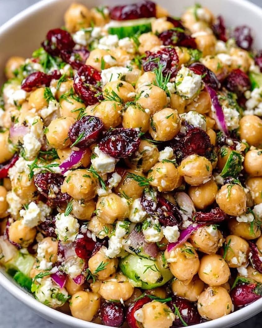 Feta and Cranberry Chickpea Salad with Lemon Vinaigrette 2