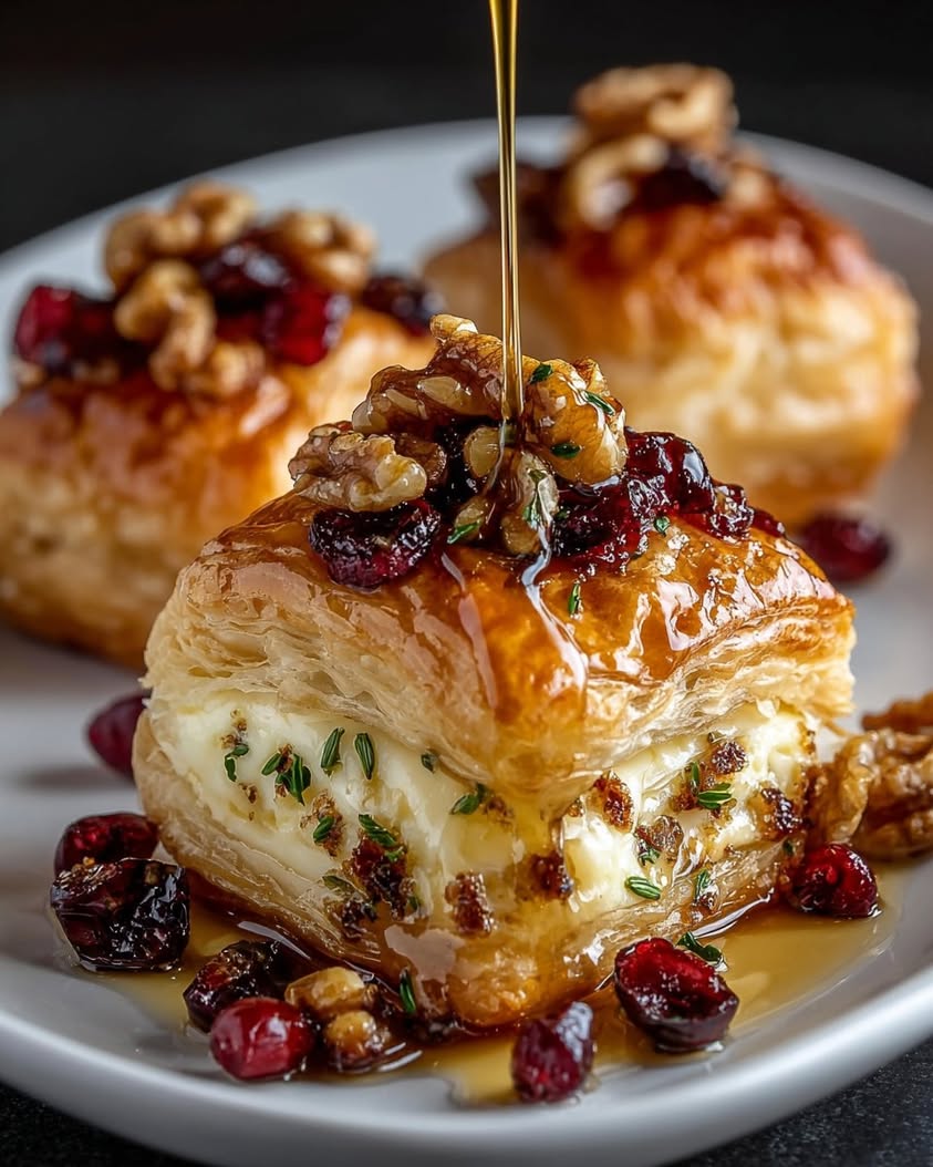 Flaky Puff Pastry with Brie Cranberries Toasted Walnuts 2