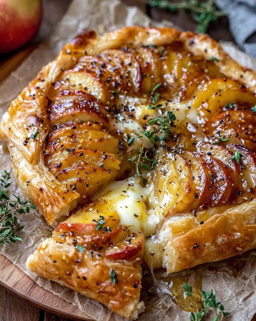 Golden Baked Brie with Caramelized Apples and Thyme Recipe for Entertaining