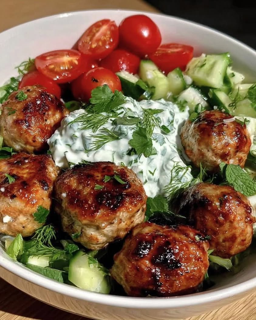Greek Chicken Meatballs with Homemade Tzatziki 1
