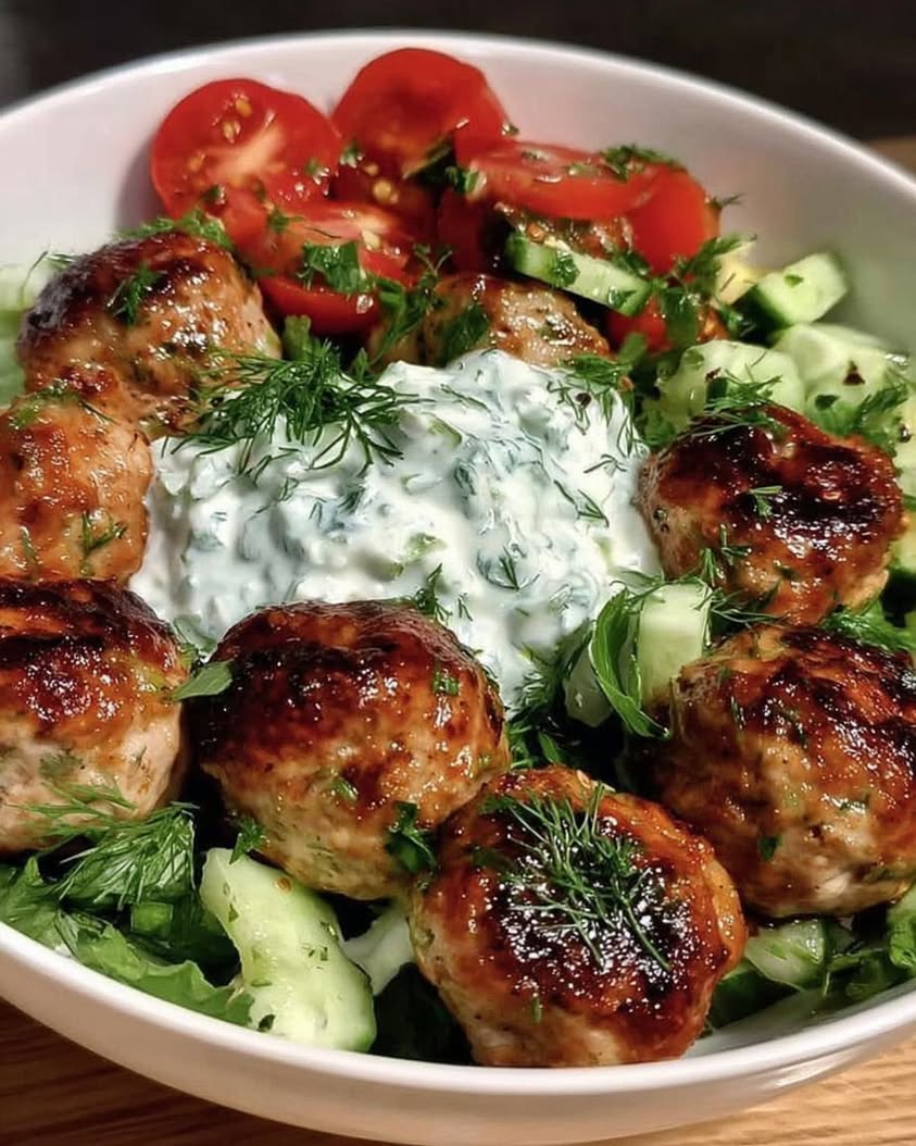 Greek Chicken Meatballs with Homemade Tzatziki 2