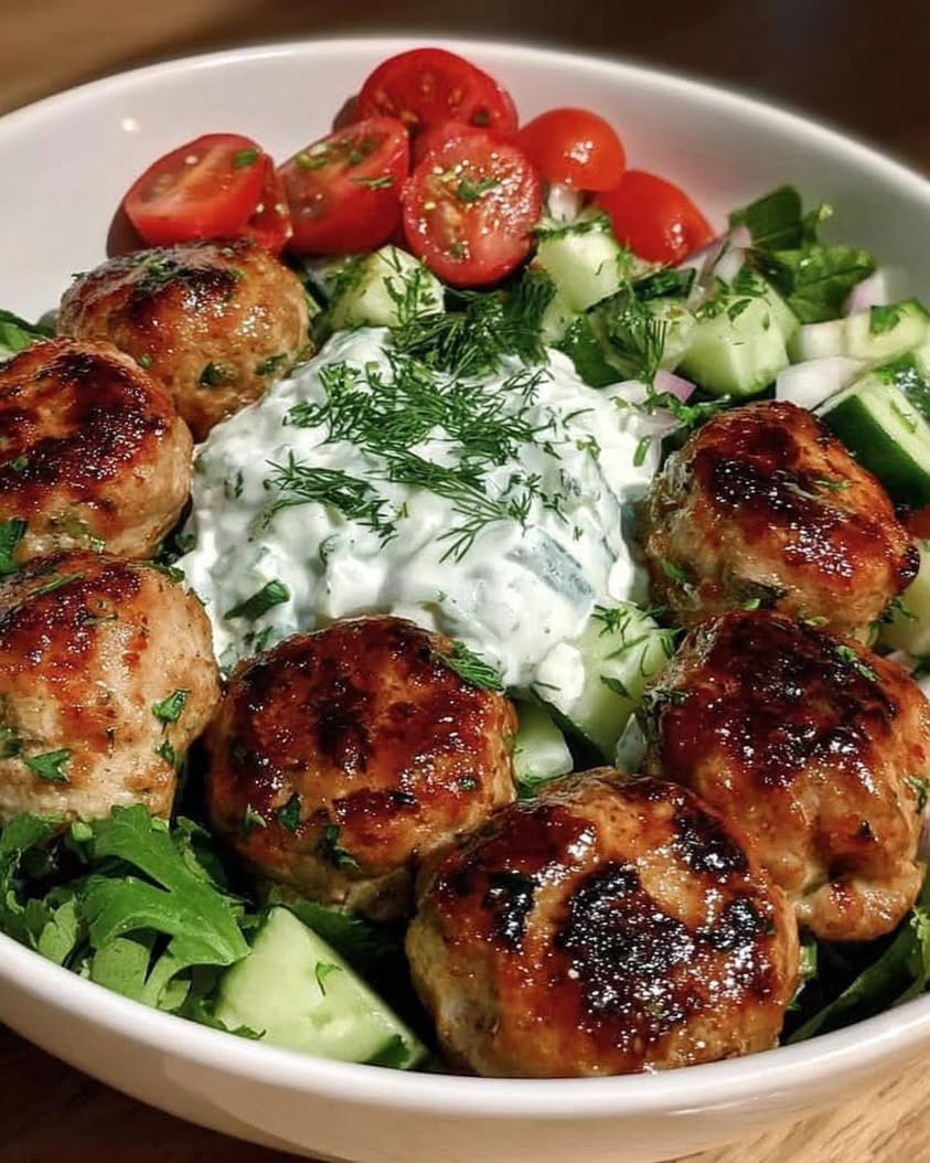 Greek Chicken Meatballs with Tzatziki: A Healthy Mediterranean Meal 1 Greek Chicken Meatballs with Homemade Tzatziki