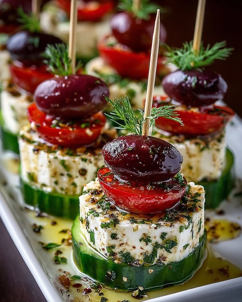 Greek Feta Cucumber Bite Skewers 1