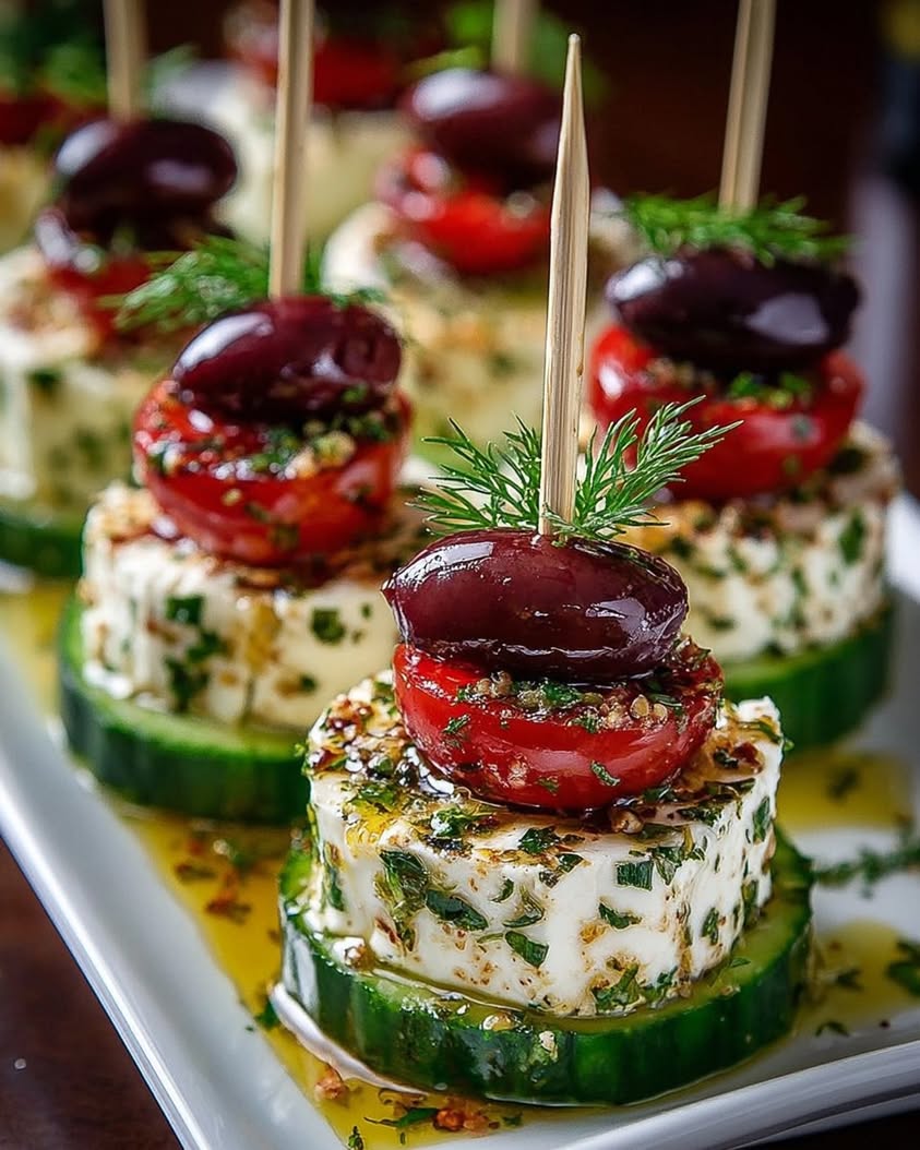 Greek Feta Cucumber Bite Skewers 3