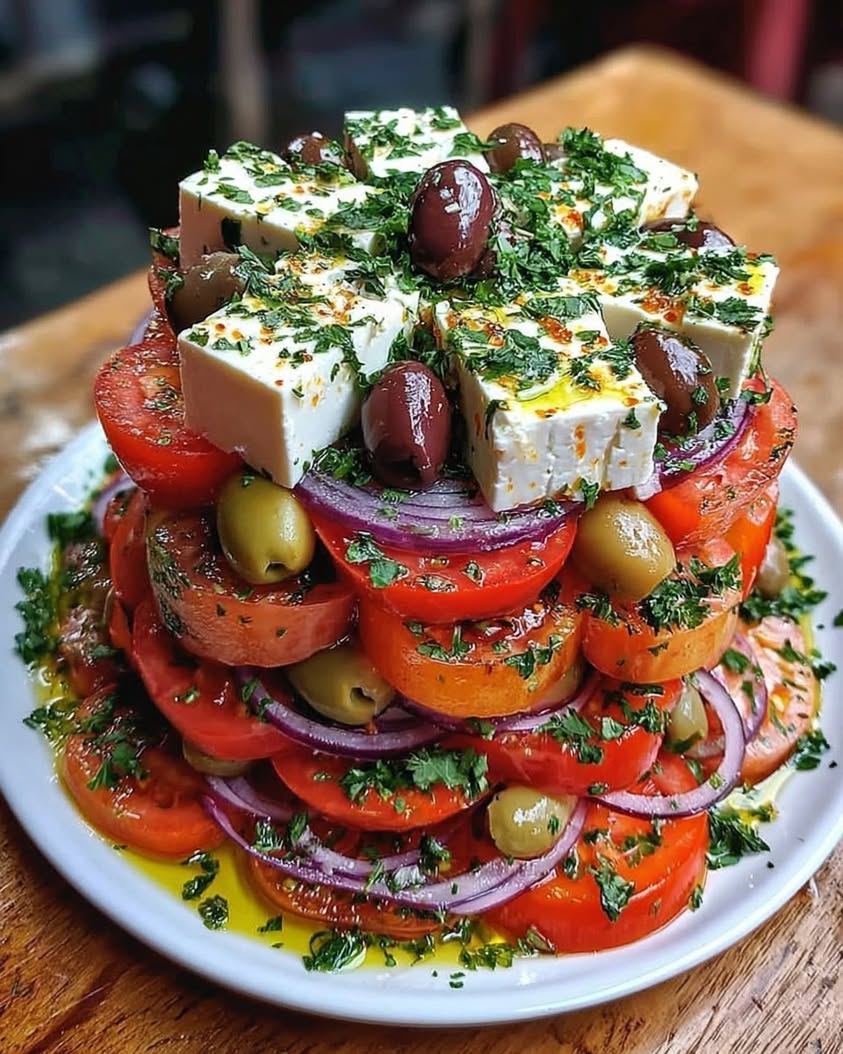 Greek Feta Salad Tower 1