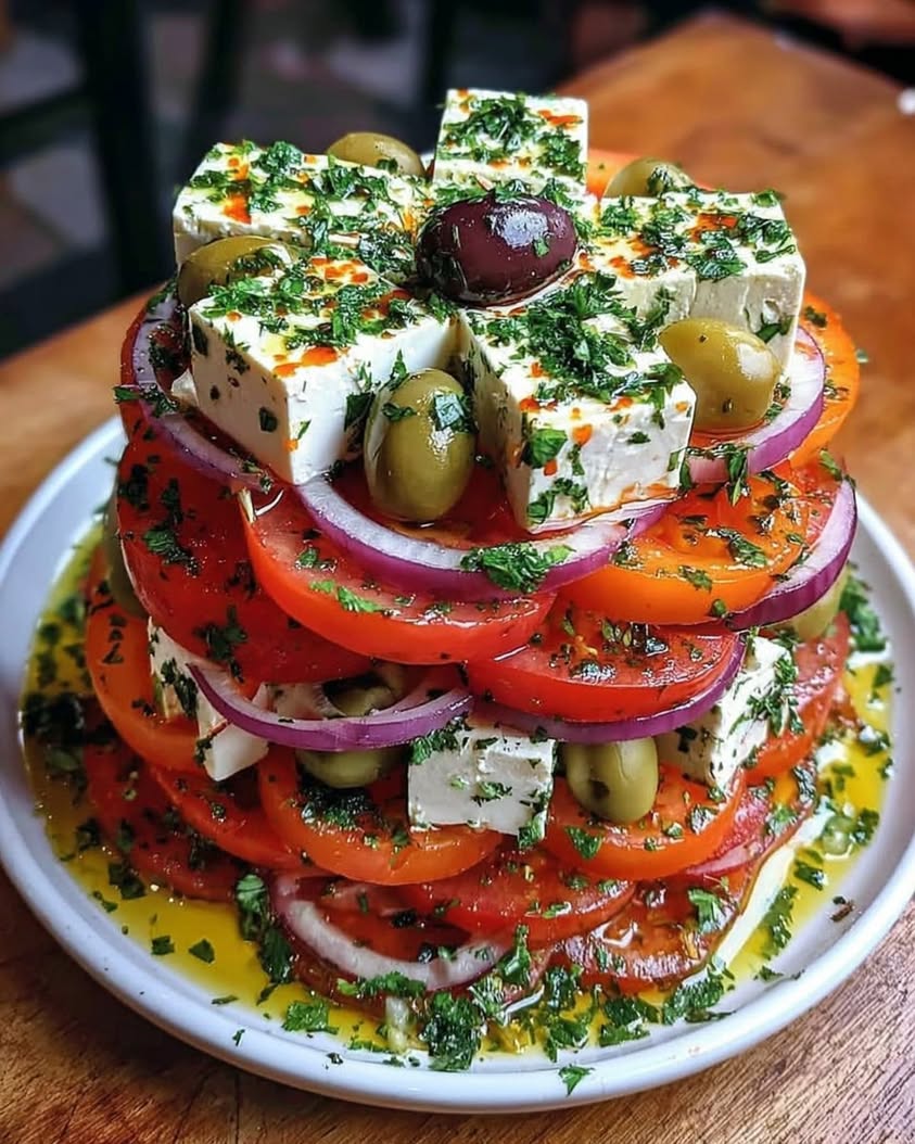 Greek Feta Salad Tower
