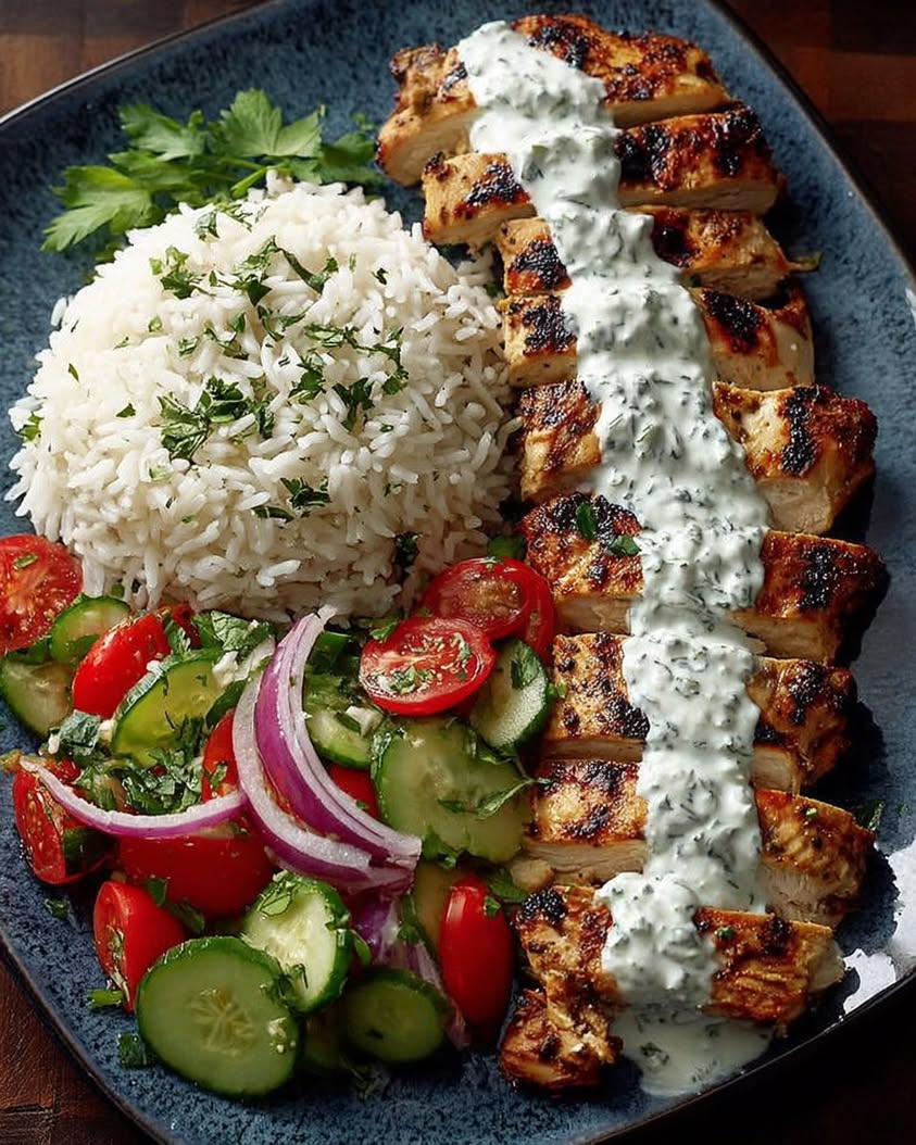 The Ultimate Grilled Chicken with Herbed Yogurt Sauce and Rice Salad 4 Grilled Chicken with Herbed Yogurt Sauce Rice Cucumber Tomato Salad