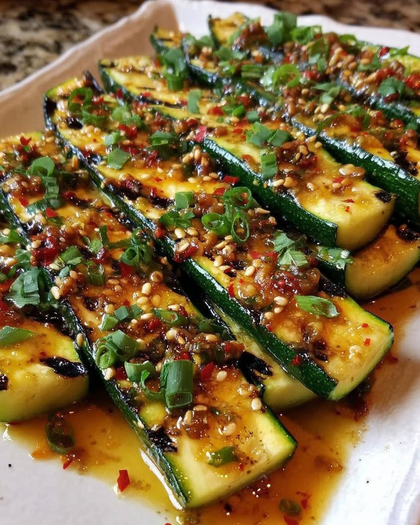 Grilled Zucchini with Spicy Asian Sauce