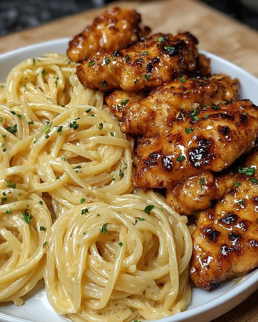 Lemon Garlic Butter Chicken with Creamy Parmesan Pasta 1