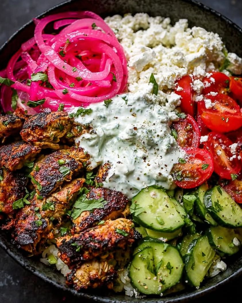 Loaded Mediterranean Chicken Power Bowl with Tzatziki Feta 2