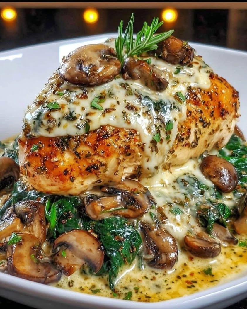 Low Carb Chicken Spinach Mushroom Bake 1
