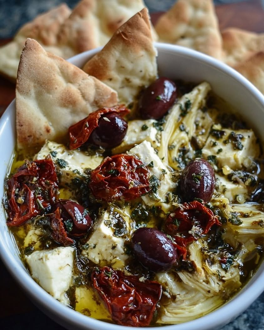 Mediterranean Baked Feta Appetizer with Pita