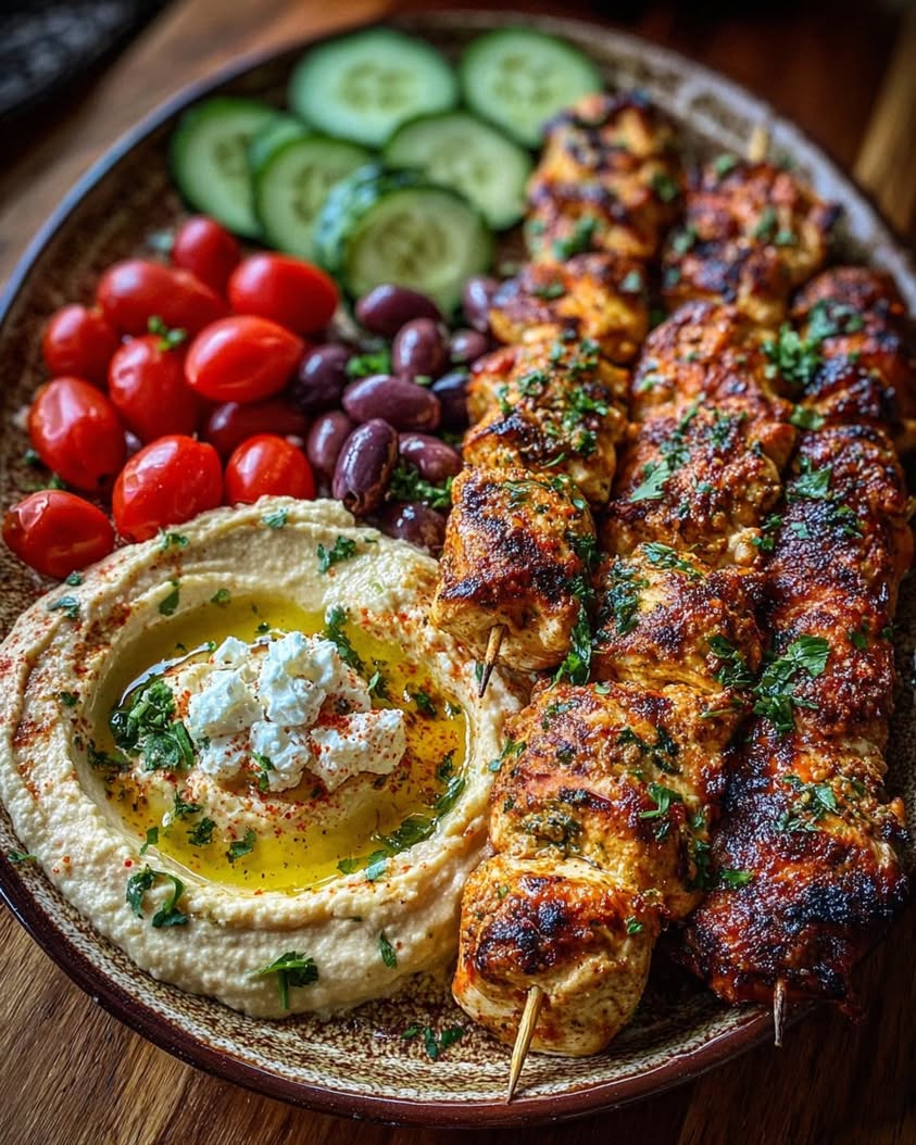 Mediterranean Chicken Skewers with Hummus Spread 2