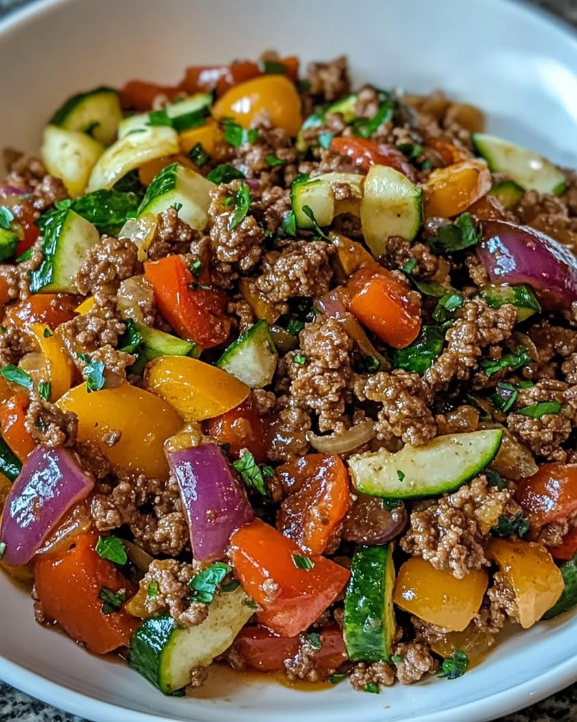 Mediterranean Ground Beef Stir Fry 1