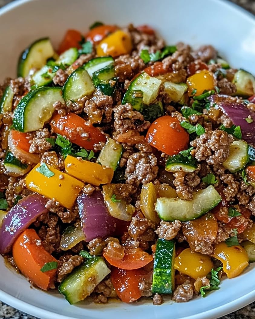 Mediterranean Ground Beef Stir Fry 2