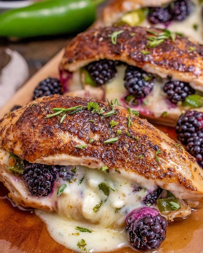 Melty Blackberry Jalapeno Stuffed Chicken