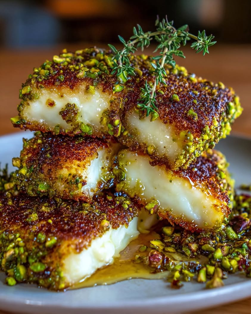 Pistachio Crusted Halloumi with Honey and Thyme