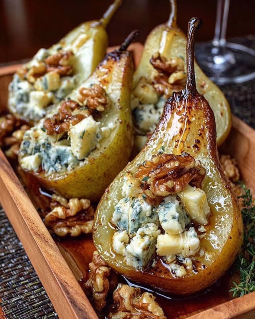 Roasted Pears with Blue Cheese and Walnuts