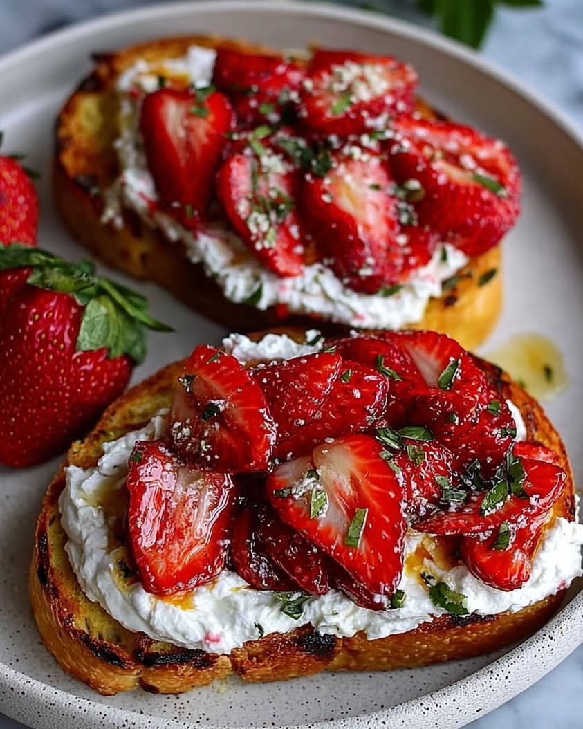 Roasted Strawberry Whipped Ricotta Toast 2