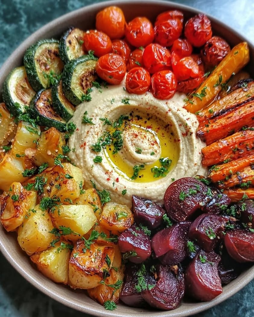 Roasted Veggie and Hummus Bowl