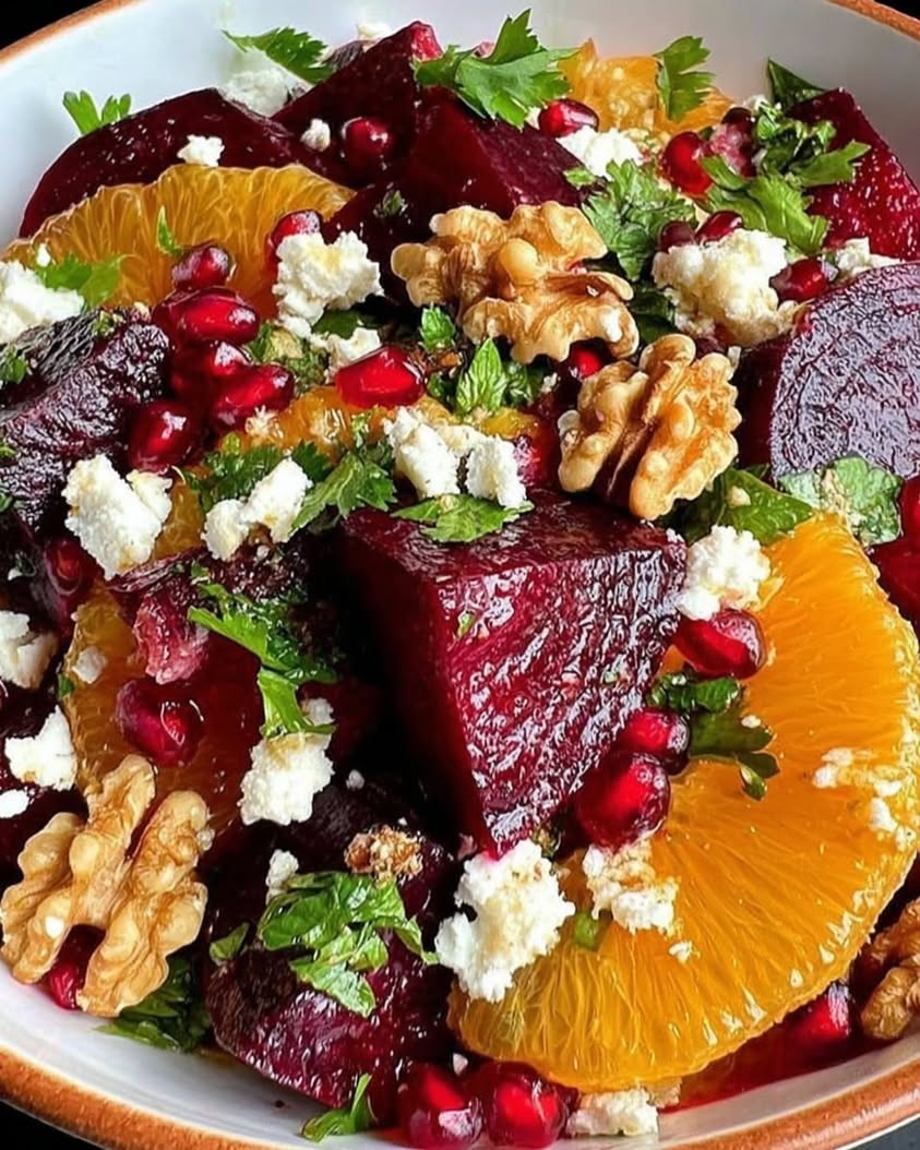 Ruby Beet Citrus Salad with Pomegranate Feta Toasted Walnuts 1