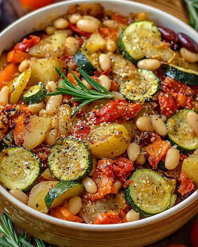 Rustic Roasted Vegetable Bake with Cannellini Beans