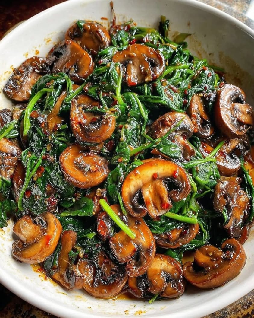 Sauteed Garlic Spinach and Mushrooms 2