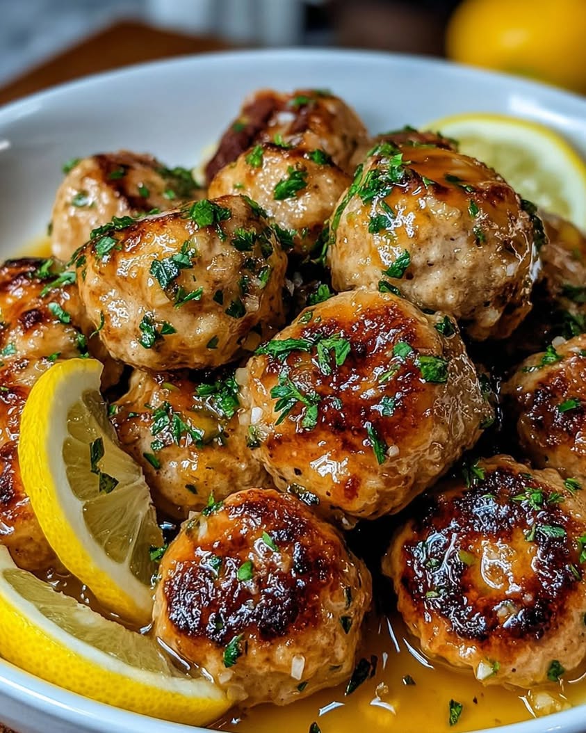Savory Chicken Meatballs in a Bright Lemon Caper Piccata Sauce 1