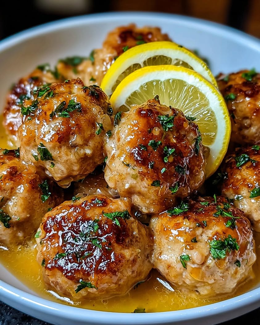 Savory Chicken Meatballs in a Bright Lemon Caper Piccata Sauce